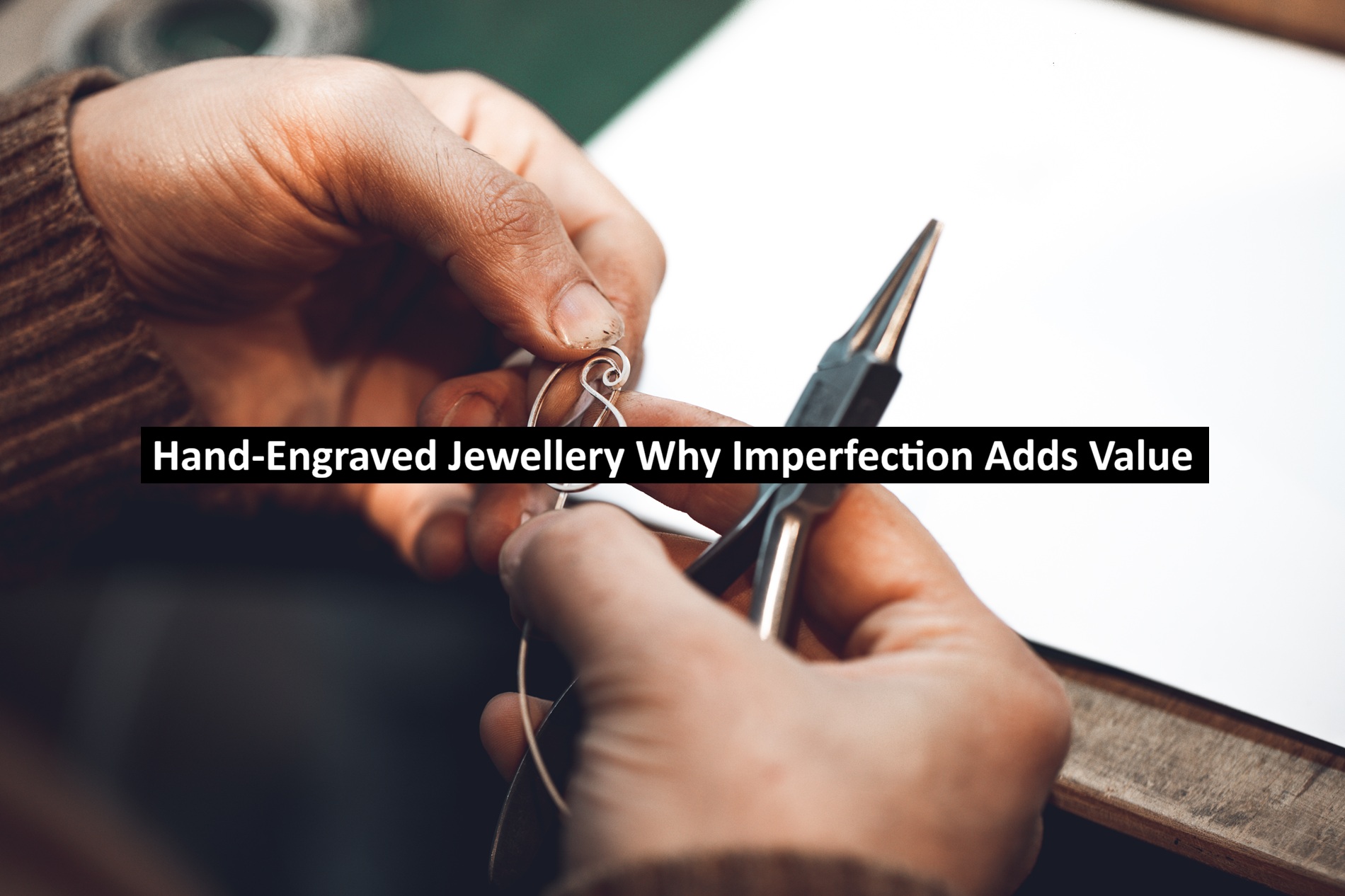Master making jewelry from metallic thread. High quality photo